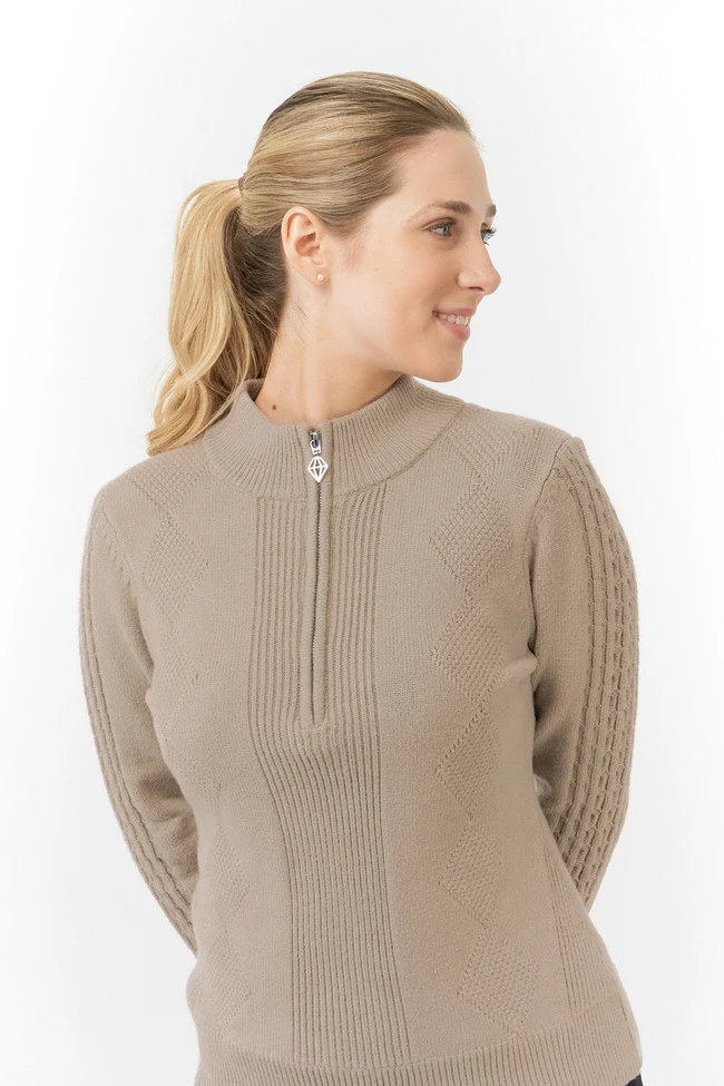 Pure Golf Sorrell Cable Knit Lined Quarter Zip Jumper