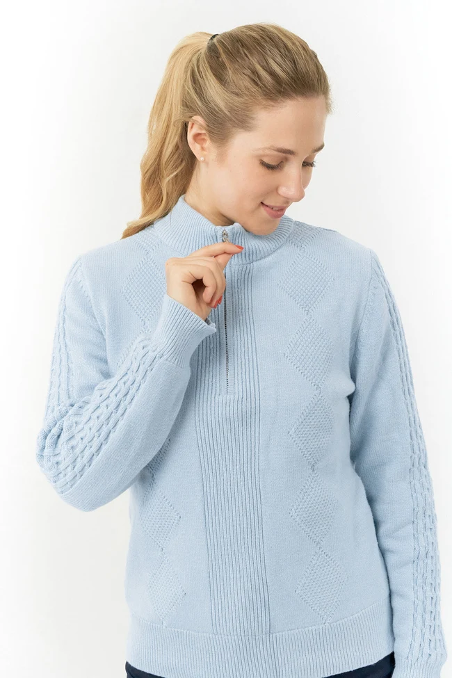 Pure Golf Sorrell Cable Knit Lined Quarter Zip Jumper - Image 2