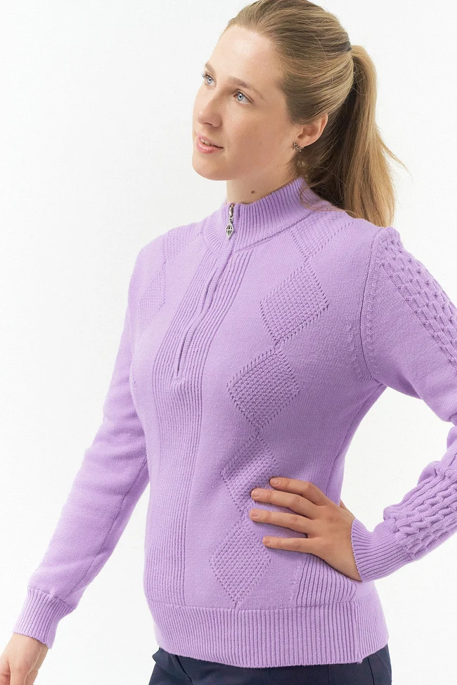 Pure Golf Sorrell Cable Knit Lined Quarter Zip Jumper - Image 3
