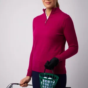 GLENMUIR Ladies Quarter Zip Cotton Lightweight Golf Sweater