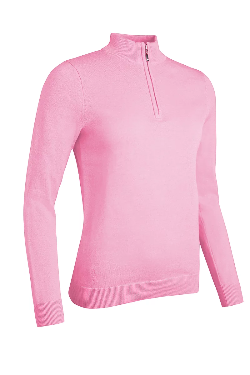 GLENMUIR Ladies Quarter Zip Cotton Lightweight Golf Sweater - Image 2