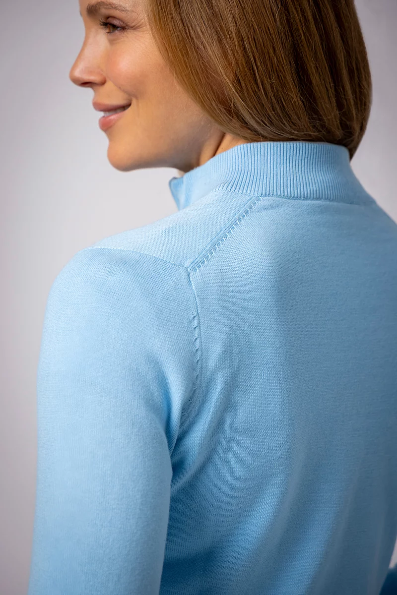 GLENMUIR Ladies Quarter Zip Cotton Lightweight Golf Sweater - Image 3